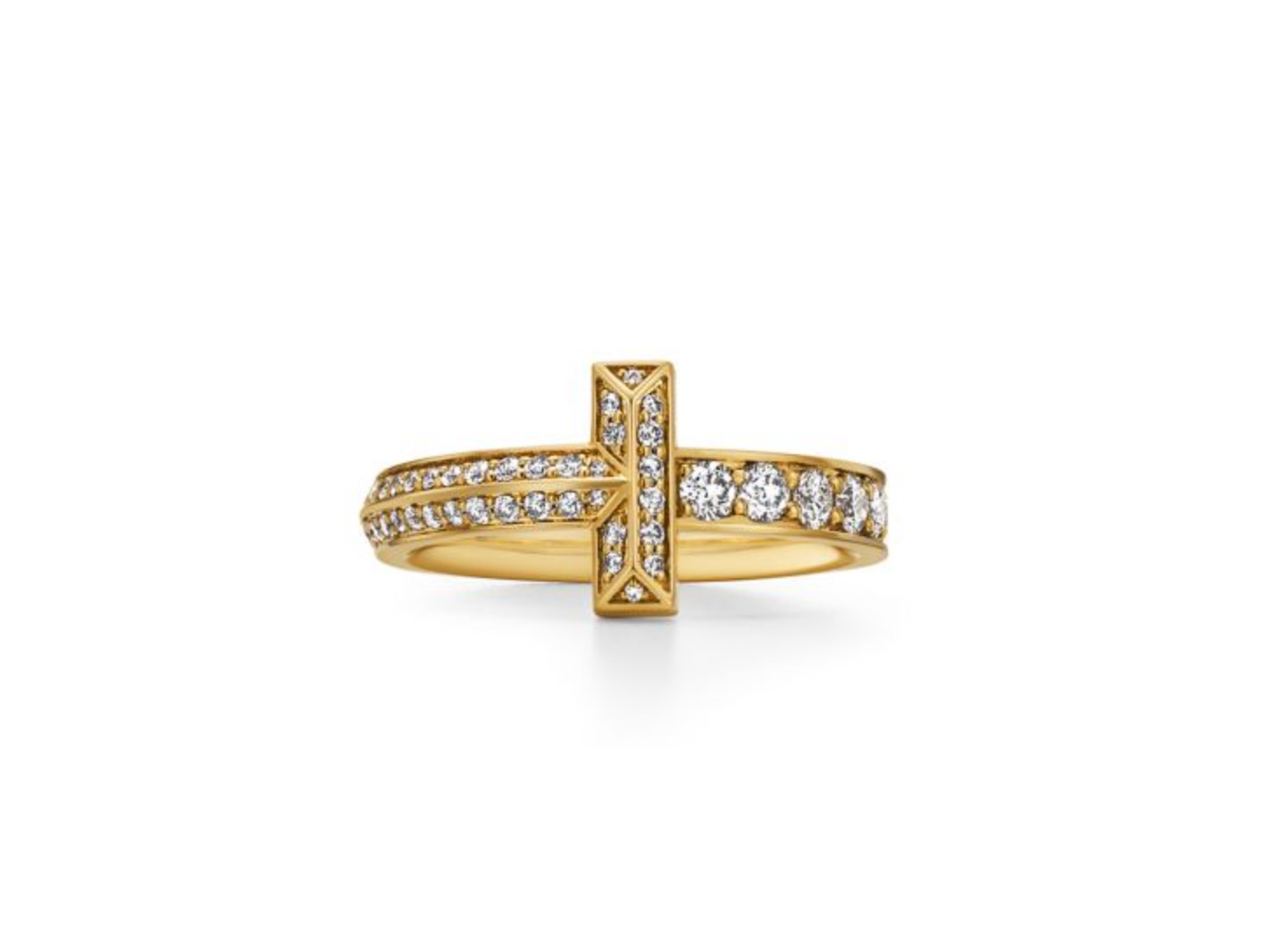 Tiffany T T1 Narrow Ring in Yellow Gold with Diamonds, $5925 (approx. P328,000), TIFFANY & CO., tiffany.com